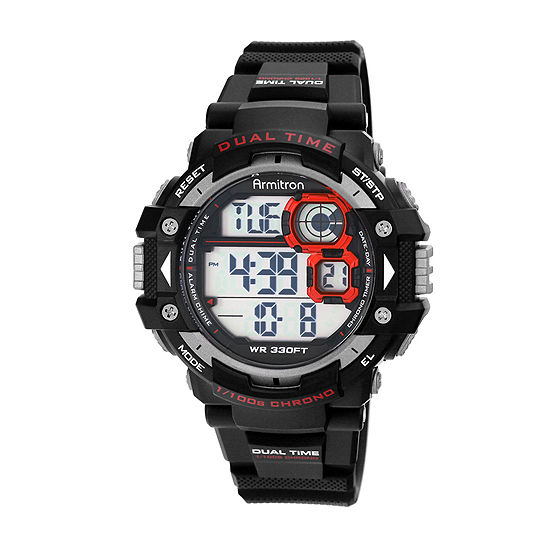 Armitron Pro Sport Mens Digital Black Strap Watch-40/8309red, Color ...