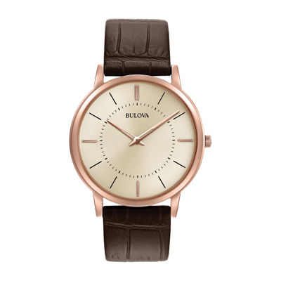 Classic Mens Brown Leather Strap Watch 