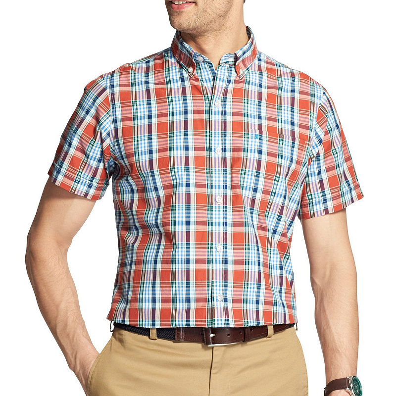 UPC 676108745619 product image for IZOD Short Sleeve Plaid Button-Front Shirt | upcitemdb.com