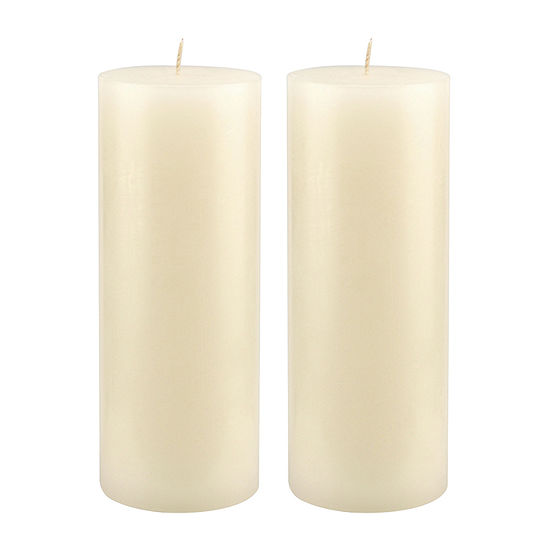 2 Pack 3X8 Unscented Ivory Pillar Candles