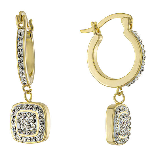 Sparkle Allure Crystal 24K Gold Over Brass Drop Earrings