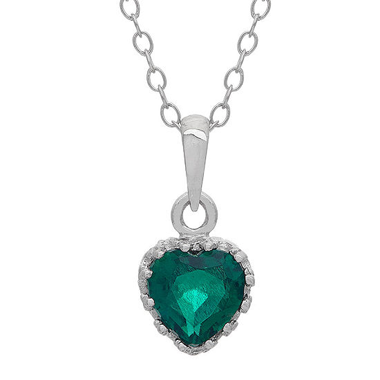 Lab-Created Emerald Sterling Silver Pendant Necklace