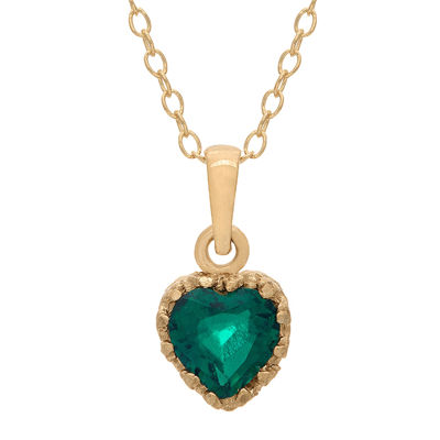 LabCreated Emerald 14K Gold Over Silver Pendant Necklace, Color Green