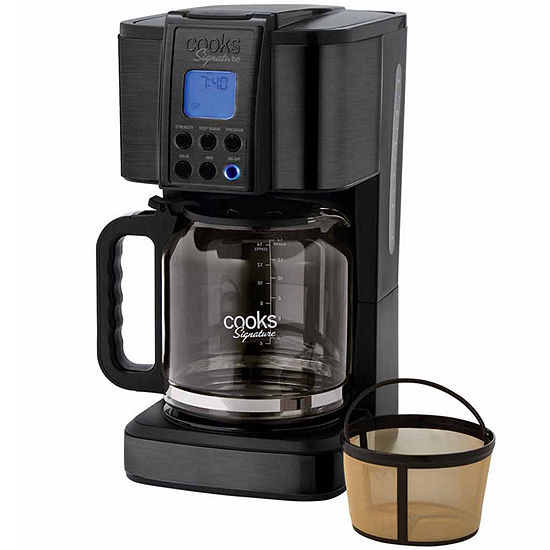 Cooks Signature Black Stainless Steel 14-Cup Programmable ...