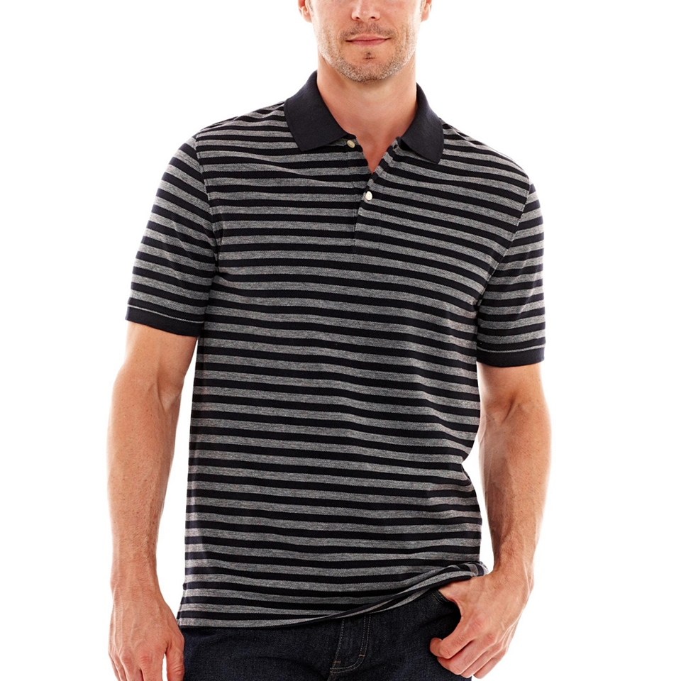 St. Johns Bay Oxford Striped Polo Shirt, Grey, Mens