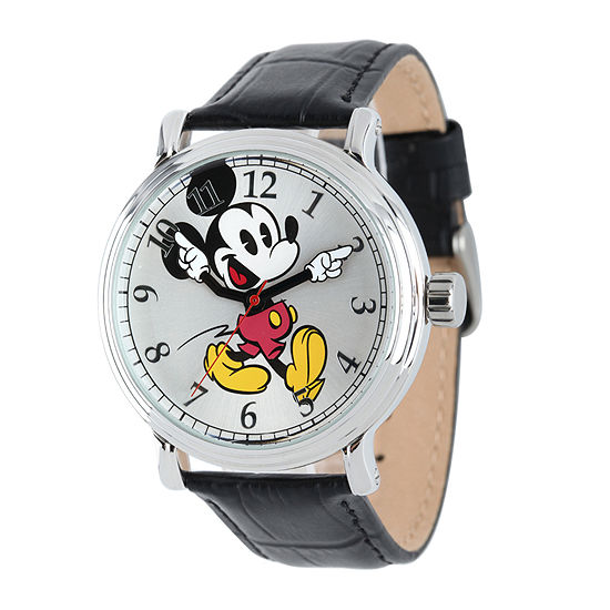 Mickey Mouse Watch Value >> Disney Mickey Mouse Mens Black Leather Strap Vintage Style Watch Mickey Mouse Watch Value >> Disney Mickey Mouse Mens Black Leather Strap Vintage Style Watch