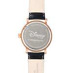 Disney Mickey Mouse and Minnie Mouse Black Leather Strap Womens Watch