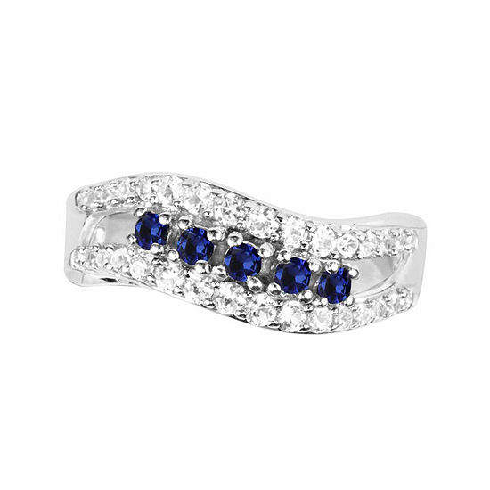 Lab-Created Blue Sapphire And Lab-Created White Sapphire Sterling Silver Ring