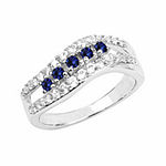 Lab-Created Blue Sapphire And Lab-Created White Sapphire Sterling Silver Ring