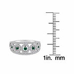 Lab-Created Emerald And Lab-Created White Sapphire Sterling Silver Ring