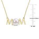 Mom" Womens White Cultured Freshwater Pearl 10K Gold Pendant Necklace