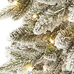 North Pole Trading Co. 7 Foot Burlington Fir Slim LED Pre-Lit Flocked Potted Christmas Tree
