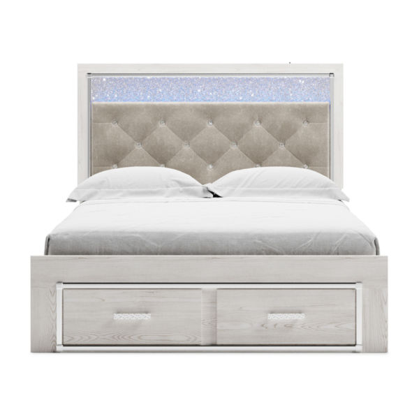 Signature Design by Ashley Altyra Upholstered Bed with 2 Storage Drawers in White