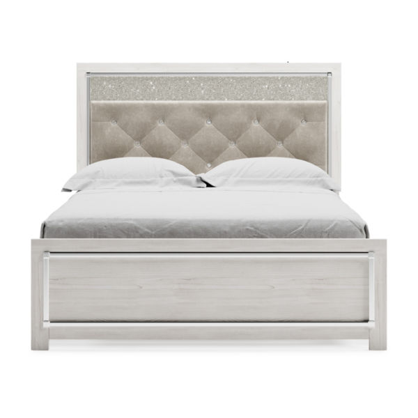 Signature Design by Ashley Altyra Panel Bed with Upholstered Headboard in White