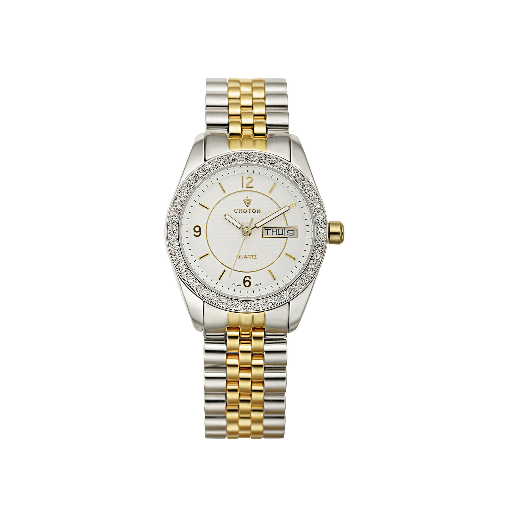 UPC 754425119174 product image for Croton Womens Crystal-Accent Two-Tone Bracelet Watch | upcitemdb.com