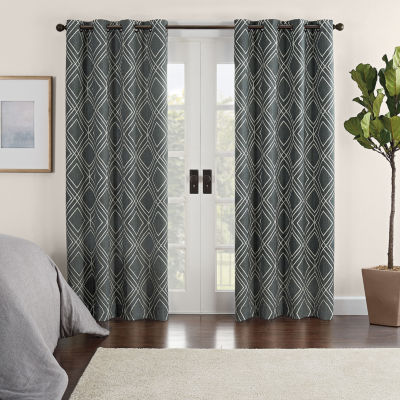 Eclipse Ambiance Geo Print Draft Stopper Energy Saving 100% Blackout Grommet Top Single Curtain Panel