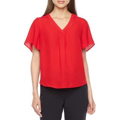 liz claiborne womens v neck short sleeve blouse
