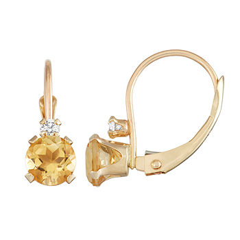 10K Gold Pink & Clear CZ Dangle Earrings