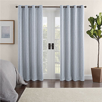 Eclipse Ambiance Geo Draft Stopper, Steel Blue Curtains