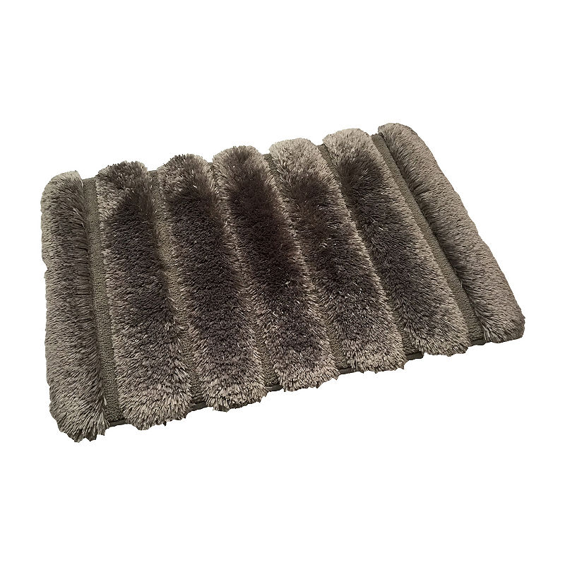 Ribbed Pearl Plush Bath Rug One Size Gray Shefinds