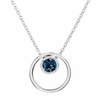 Blue and silver circle pendant necklace