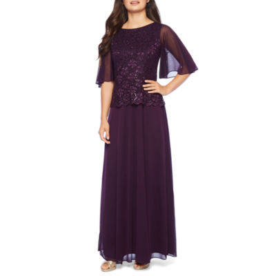 flutter sleeve evening gown