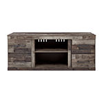 Signature Design by Ashley Derekson Butcher Block Gray Large TV Stand With Fireplace Option