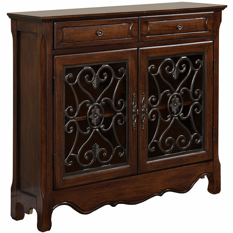 Scroll 2-Door Console Table, Brown