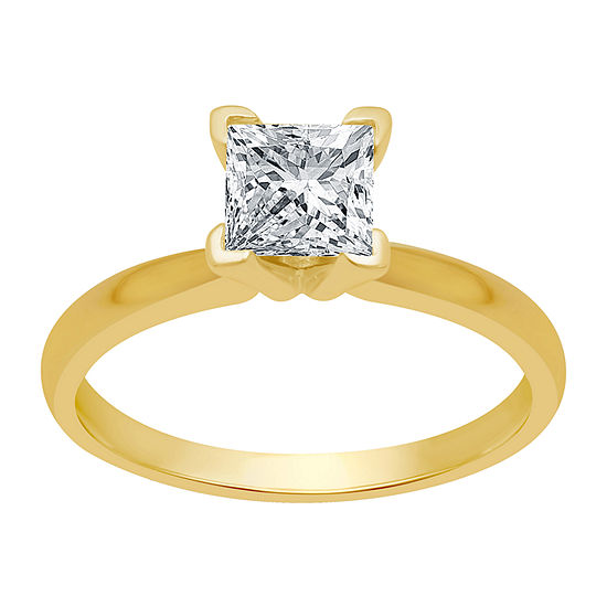 Womens 1 CT. T.W. Genuine White Diamond 14K Gold Solitaire Engagement Ring
