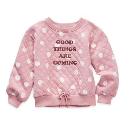 Okie Dokie Toddler Girls Crew Neck Long Sleeve Sweatshirt