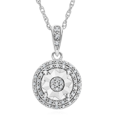 Limited Time Special 1 10 Ct Tw Double Halo Diamond Pendant Necklace In Sterling Silver