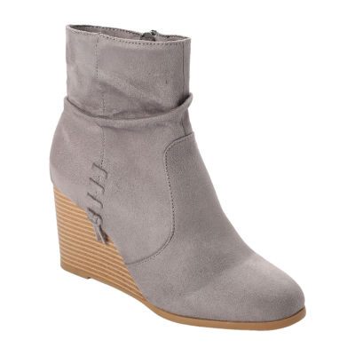 grey wedge heel boots