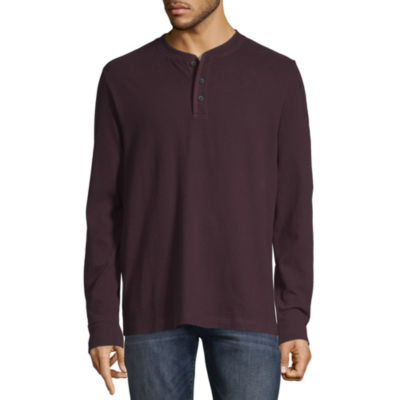 St. John's Bay Sueded Mens Long Sleeve Stretch Henley Shirt, Color