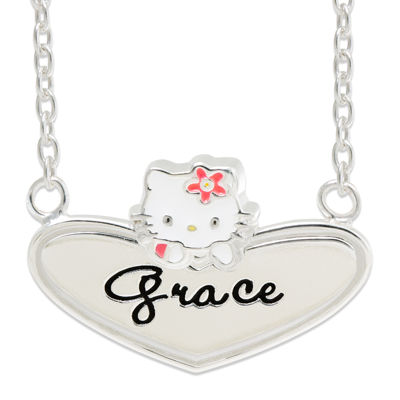 Hello Kitty® Personalized Sterling Silver and Enamel Heart Necklace