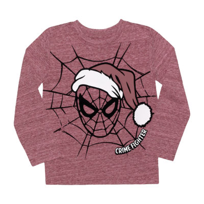 Okie Dokie Program Toddler Boys Crew Neck Avengers Marvel Spiderman Long Sleeve Graphic T-Shirt