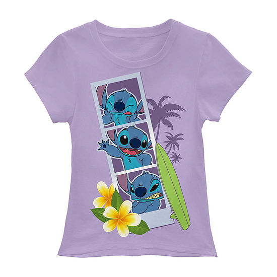 Disney Little & Big Girls Round Neck Stitch Short Sleeve Graphic T-Shirt