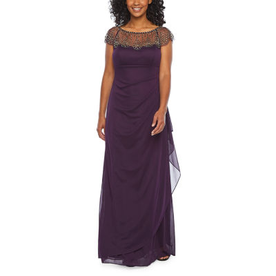 dj jaz cap sleeve embellished evening gown