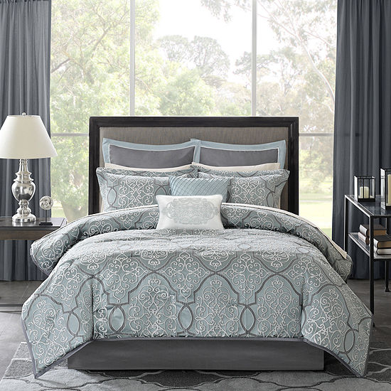 Madison Park Anouk 12 Pc Jacquard Complete Bedding Set With