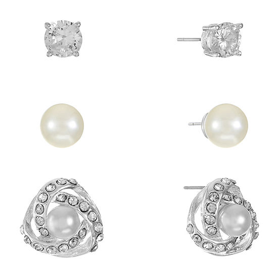 Monet Jewelry 3 Pair Simulated Pearl Earring Set