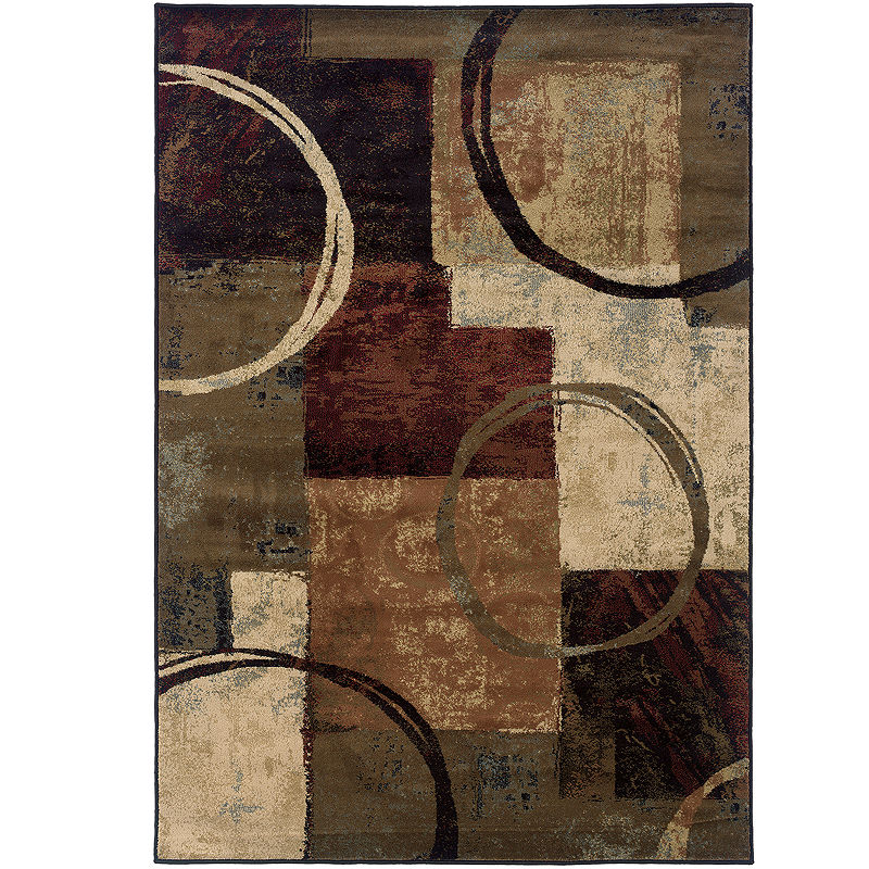 Sphinx Hudson Area Rug 2544B Brown Geometric Patchwork