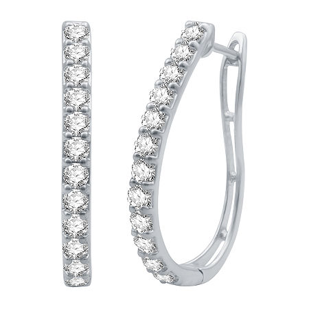 2 CT. T.W. Genuine White Diamond 10K White Gold 30.2mm Hoop Earrings, One Size