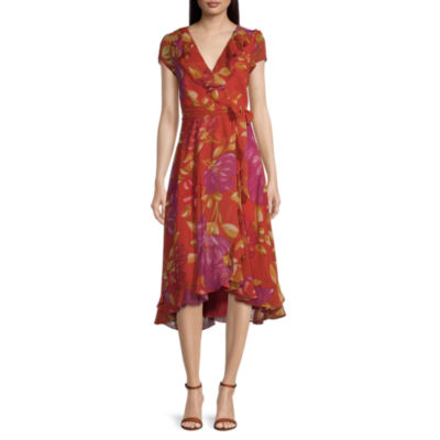 danny & nicole short sleeve fit & flare dress