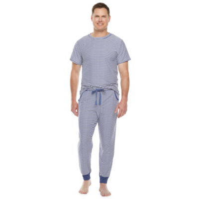 Jaclyn Magazine Stripe Family Sleep Mens Short Sleeve 2-pc. Pant Pajama Set