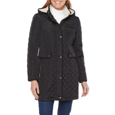 St. John's Bay Wind Resistant Water Resistant Midweight Quilted Sherpa Jacket