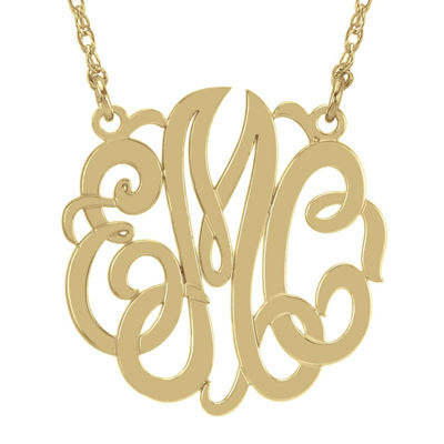 Personalized 14K Gold Over Sterling Silver 40mm Monogram Necklace ...