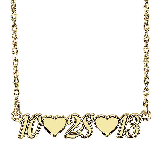 Personalized 14K Gold Over Sterling Silver Date and Heart Necklace