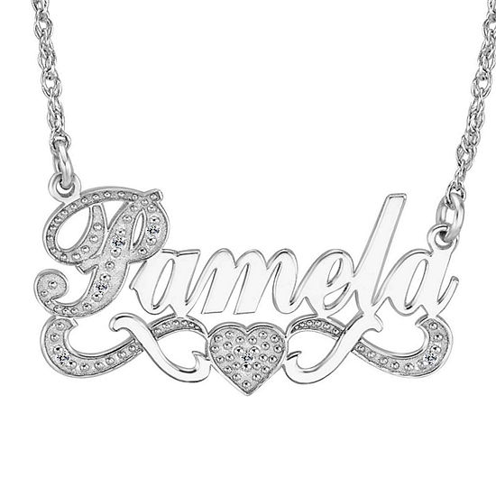 Sterling Silver Necklace With Your Name Plate With Yellow Gold
