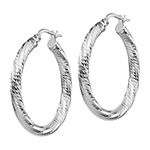 Made in Italy 10K White Gold 28.4mm Round Hoop Earrings