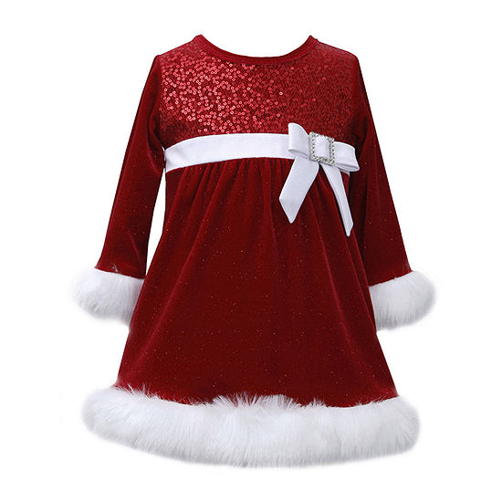 Bonnie Jean Christmas Baby Girls Long Sleeve Empire Waist Dress