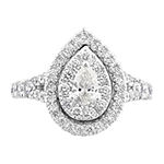 Modern Bride Signature Womens 1 1/4 CT. T.W. Lab Grown White Diamond 10K White Gold Pear Halo Engagement Ring